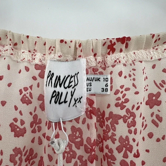 Princess Polly Altona Red Ivory Floral Print Mini Dress Women's Size 6 NWT - Picture 11 of 12